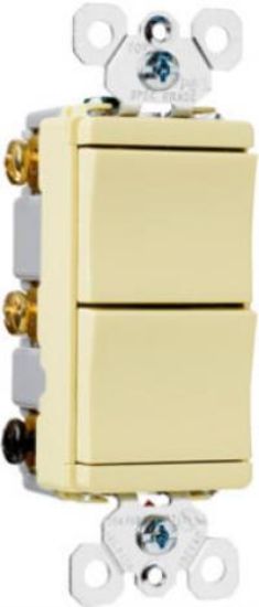 Picture of Decora-Style Double Single-Pole Switch Ivory 15-Amp
